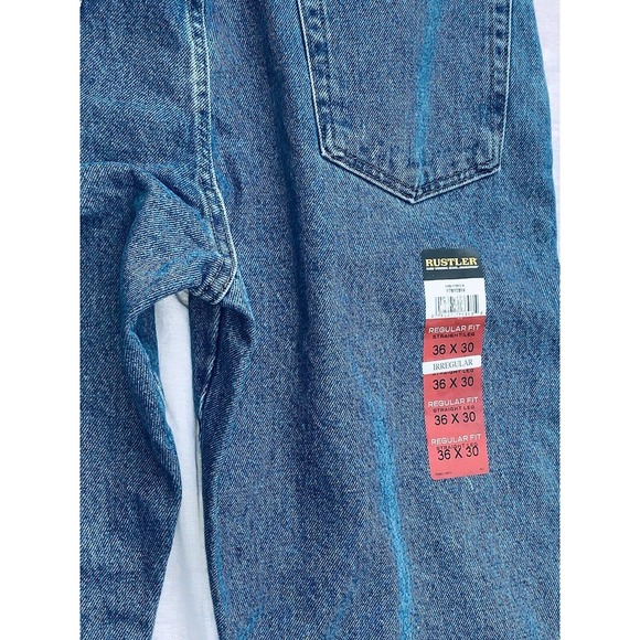 36x30 Rustler Regular Fit Straight Leg Mens Hardworking Denim Blue Jeans Issue - Picture 6 of 12